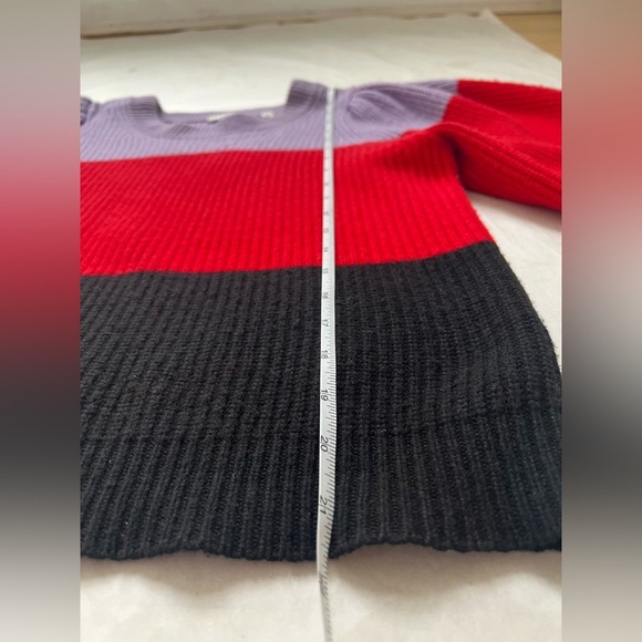 A.L.C. Sammy Puff Sleeve Sweater Size Medium Colorblock Purple Red Wool Cashmere - Picture 6 of 9